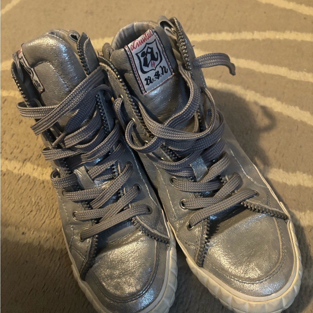 Silver High-Top Sneakers